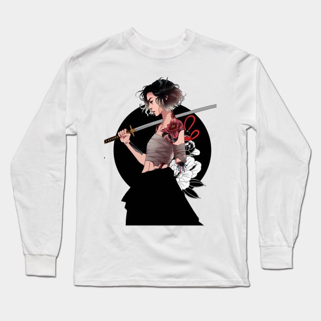 Cyberpunk Geisha Samurai Dystopia Long Sleeve T-Shirt by OWLvision33